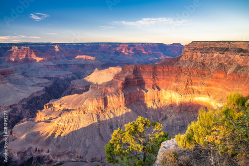 Panoramic aerial view of Grand Canyon National Park. South Rim on a clear sunny morning.