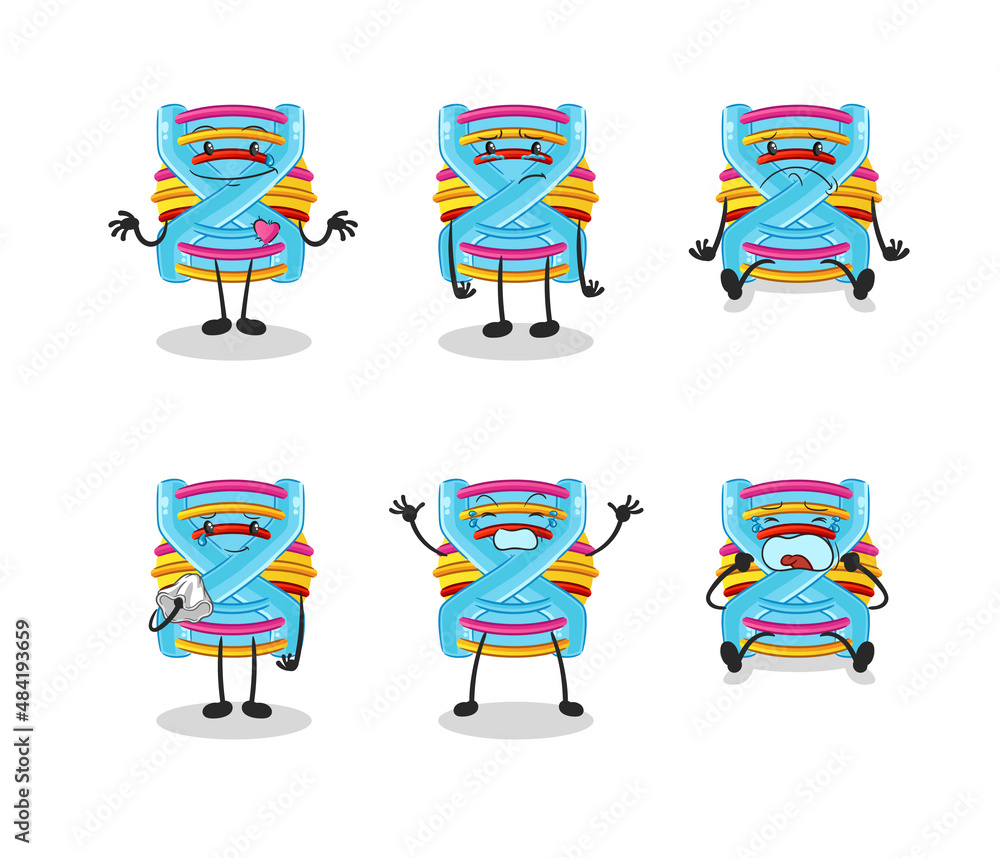 Obraz premium DNA sad group character. cartoon mascot vector