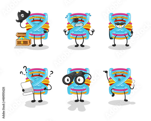 DNA Pirate group character. cartoon mascot vector