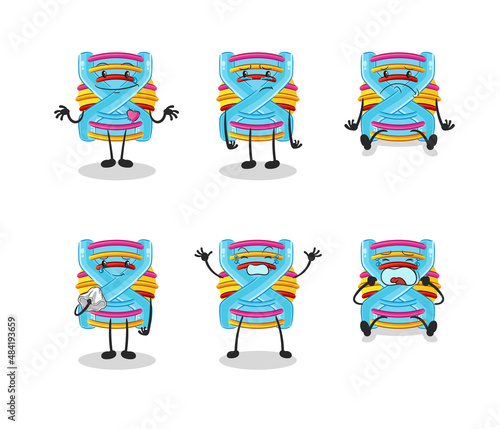 DNA sad group character. cartoon mascot vector