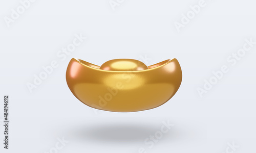 3d chinese new year Sycee icon rendering front view