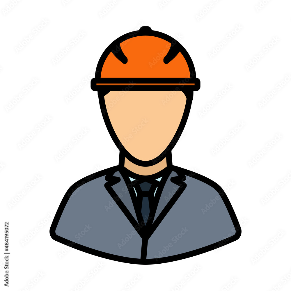 Icon Of Construction Worker Head In Helmet Icon Of Construction Worker Head In Helmet