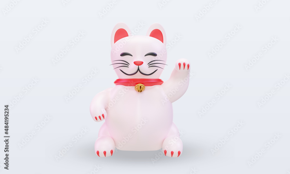 3d chinese new year Lucky Cat icon rendering front view 3d chinese new year Lucky Cat icon rendering front view