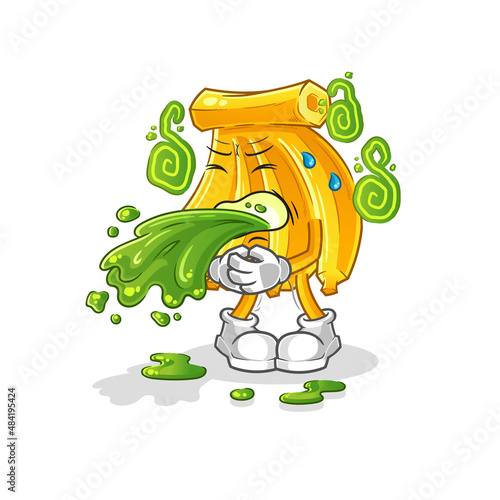 Banana throw up cartoon. cartoon mascot vector