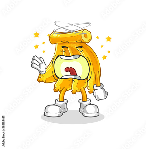 Banana yawn character. cartoon mascot vector
