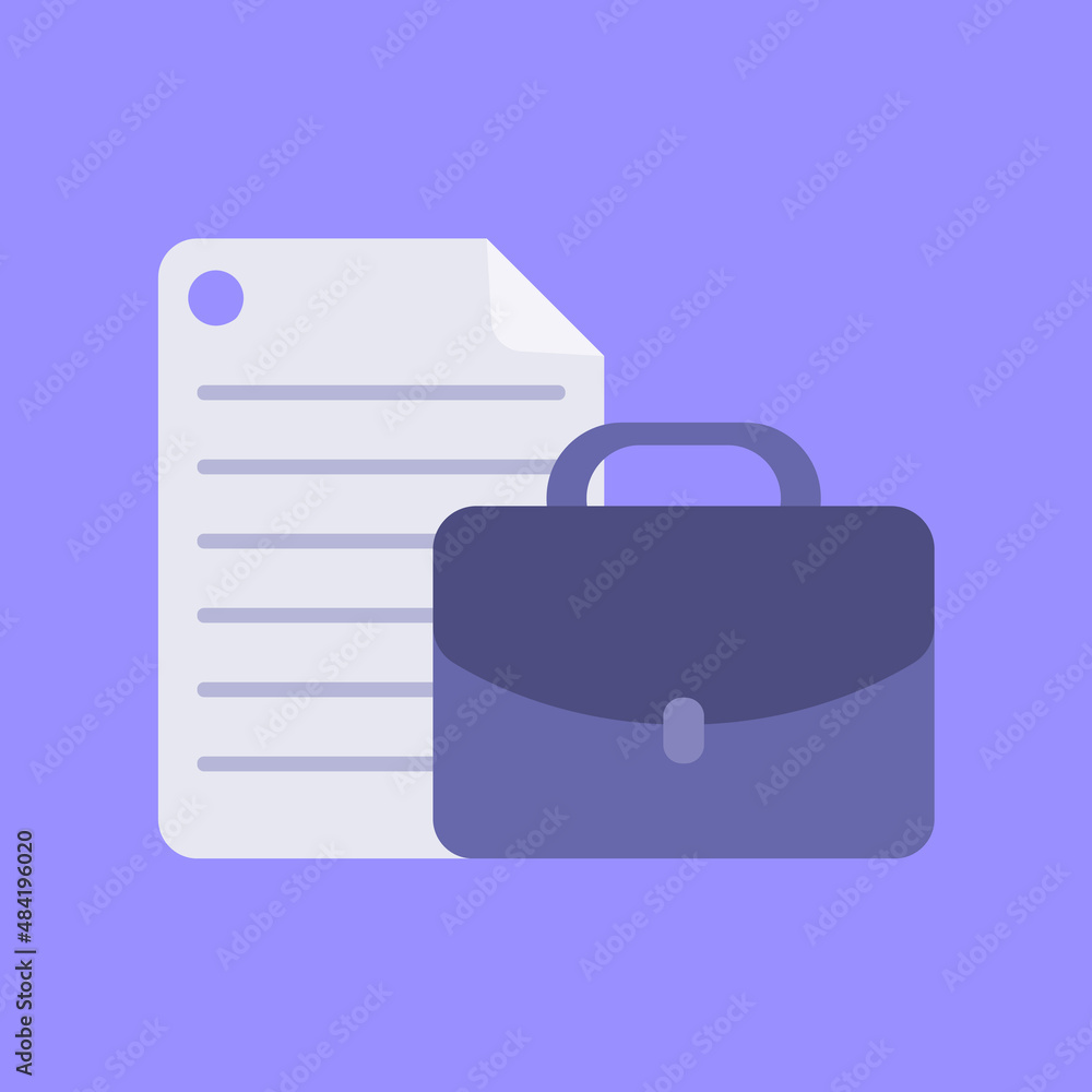 Portfolio, Briefcase with Office Documents, vector concept of office contracts, agreements, reports. Bag of businessman with docs and forms Portfolio, Briefcase with Office Documents, vector concept of office contracts, agreements, reports. Bag of businessman with docs and forms