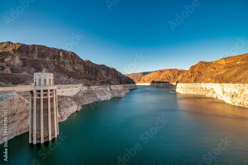 Hoover Dam at sunset, Nevada - USA.
