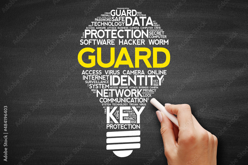 GUARD bulb word cloud collage, business concept on blackboard GUARD bulb word cloud collage, business concept on blackboard