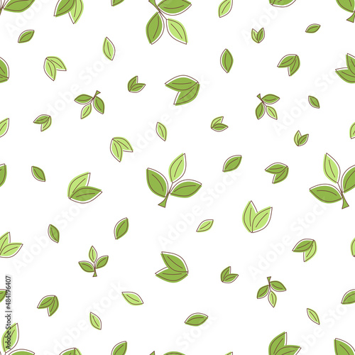 Seamless pattern of green leaves 