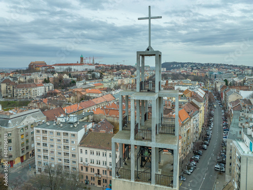 Hungary - Budapest - Szell Kalman square (old name: Moszkva square) and the Varosmajor Park from drone view photo