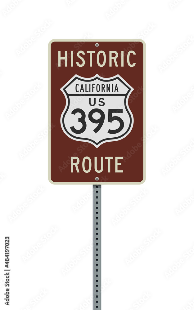 Vector illustration of the Historic California U.S. Route 395 road sign