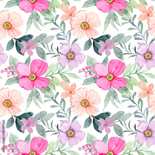 Wallpaper Mural Colorful floral watercolor seamless pattern Torontodigital.ca