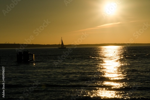 Sunset over the Baltic Sea in Kołobrzeg