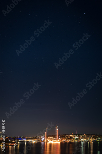 city skyline of stockholm at night