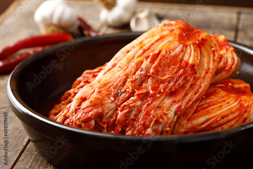 korean traditional food spicy kimchi photo