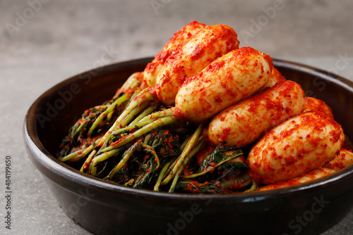 korean traditional food spicy kimchi photo