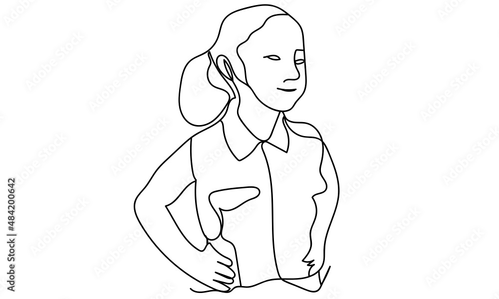 girl portrait continuous line girl portrait continuous line