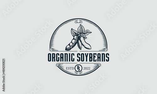 soybeans vintage logo design vector