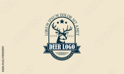 vintage, classic and elegant style deer head logo vector template
