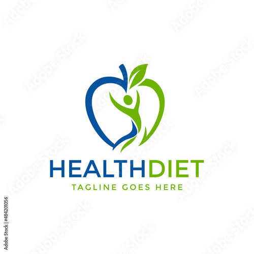 health diet logo design vector illustration