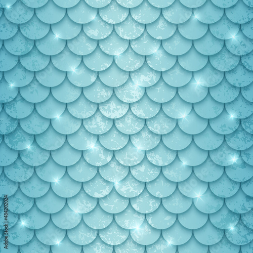 Shining pearl mint mermaid scales pattern photo