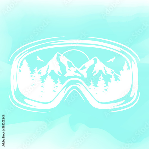 Snow Googles Illustration Clip Art Design Shape. Ski and Snowboard Silhouette Icon Vector.