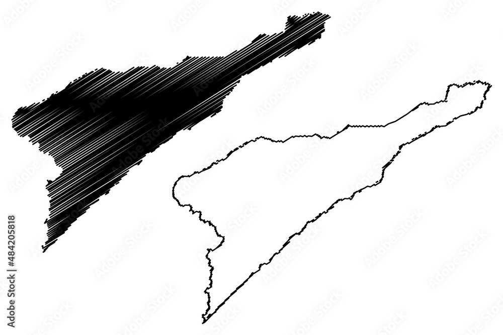 Jaborandi municipality (Bahia state, Municipalities of Brazil, Federative Republic of Brazil) map vector illustration, scribble sketch Jaborandi map