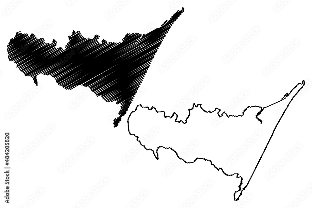 Jandaira municipality (Bahia state, Municipalities of Brazil, Federative Republic of Brazil) map vector illustration, scribble sketch Jandaira map