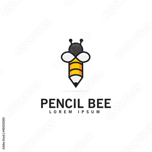 pencil bee logo design, modern idea logo, conceptual, icon, vector template