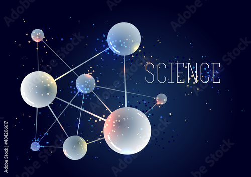 Vector molecules scientific chemistry and physics theme vector abstract background  micro and nano science and technology theme  atoms and microscopic particles.