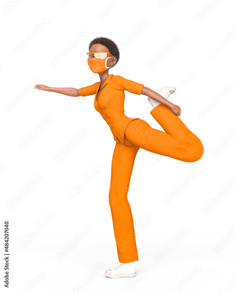 nurse is stretching on white background nurse is stretching on white background