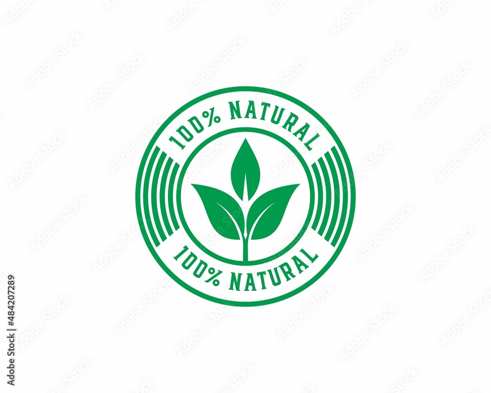 100percent natural product stamp sticker badge vector