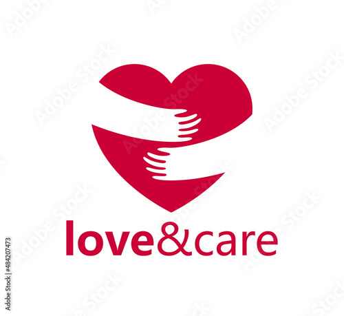 Heart with hugs vector logo...