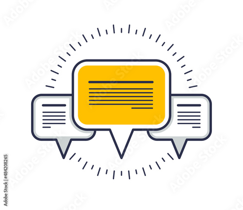 Technical support and frequently asked questions FAQ vector design element isolated on white, speech bubbles concept.