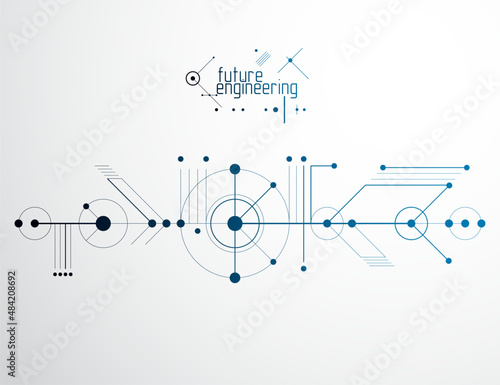 Mechanical engineering technology vector abstract background, cybernetic abstraction with innovative industrial schemes.