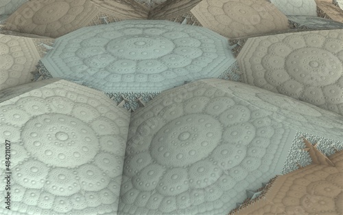 Bizarre 3d fractal landscape with recursive structures. (3D Rendering)