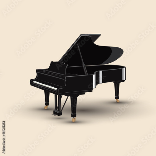 Classic key piano drawing. Vector