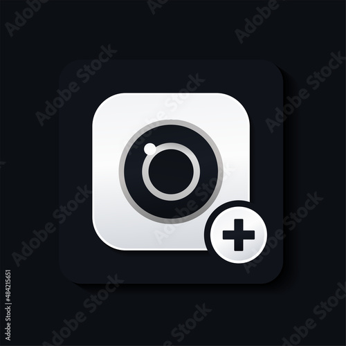 Camera with plus. Add photo . Vector illustration