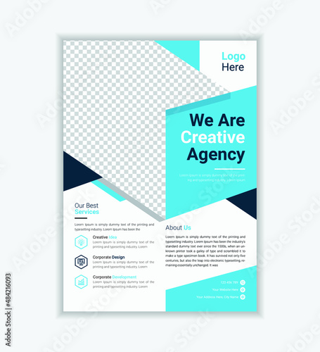 Modern Corporate Flyer, Book Cover With Cyan Color