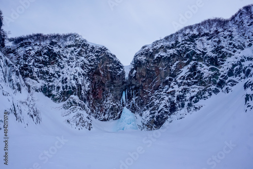 Frozen Vilyuchinsky waterfall in winter photo