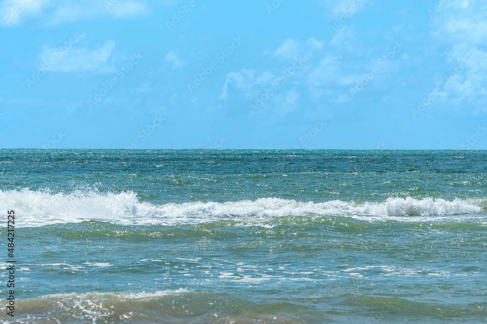 View of the sea and the waves of Recife city, Pernambuco, Brazil.