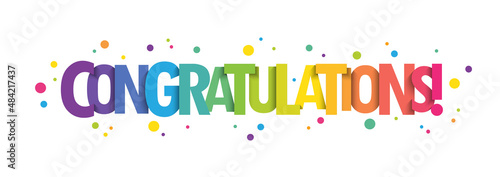 CONGRATULATIONS! bright vector typographic banner with colorful dots photo