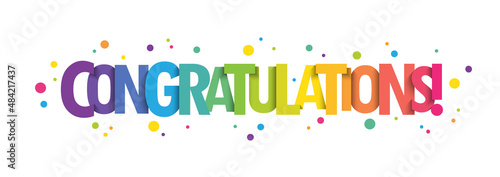 CONGRATULATIONS! bright vector typographic banner with colorful dots