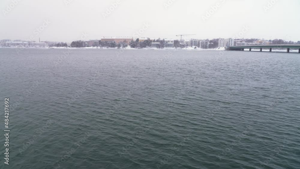 During a strong wind in winter, waves in the sea. nature of Finland, Scandinavia During a strong wind in winter, waves in the sea. nature of Finland, Scandinavia
