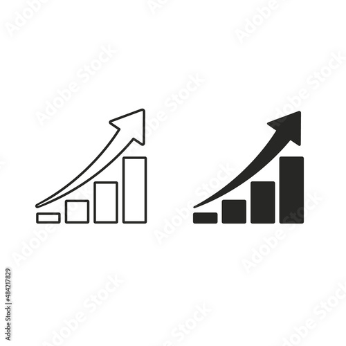 Growing graph icon, vector bar chart set, Flat icon isolated on white background, flat design illustration