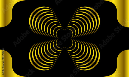 Fotografie Luxurious golden 3d twirl symetric funnel background template for copy space, banner, flyer, business design template, landing page, or presentation