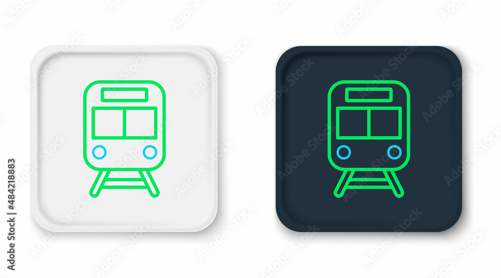 Line Train and railway icon isolated on white background. Public transportation symbol. Subway train transport. Metro underground. Colorful outline concept. Vector Line Train and railway icon isolated on white background. Public transportation symbol. Subway train transport. Metro underground. Colorful outline concept. Vector