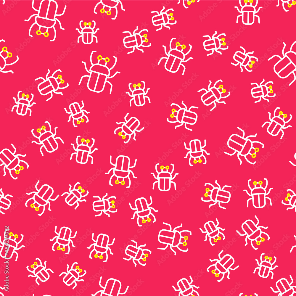 Line Stink bug icon isolated seamless pattern on red background. Vector Line Stink bug icon isolated seamless pattern on red background. Vector