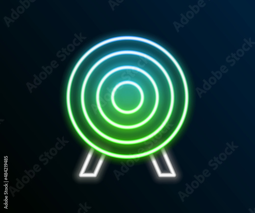 Glowing neon line Target sport icon isolated on black background. Clean target with numbers for shooting range or shooting. Colorful outline concept. Vector