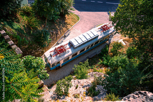 View of an old San Marino abandoned tram from above.